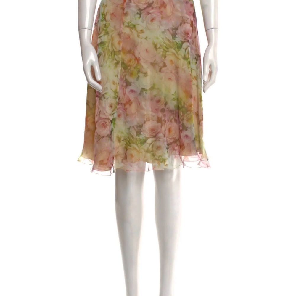 Valentino vintage flowy watercolor Floral Silk Skirt soft luxury romantic garden - Picture 3 of 16
